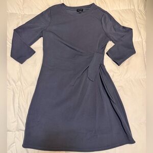 Grey/blue quarter length sleeve dress
